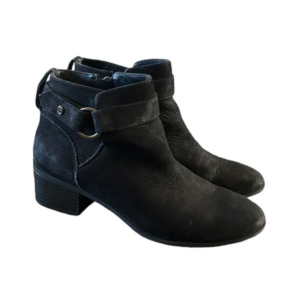 Giani Bernini Putney Leather Ankle Boots Women’s 8.5 Block Heel Black Side Zip - Picture 1 of 6